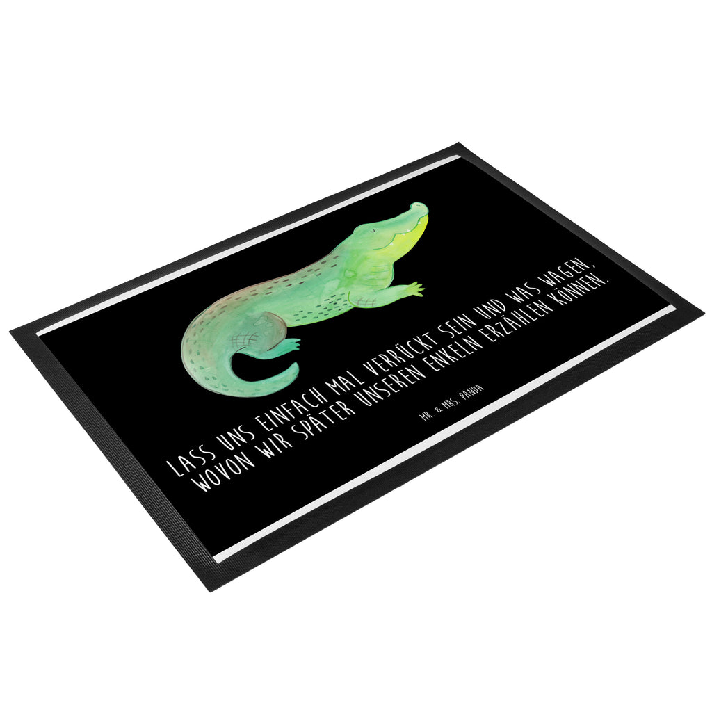 Fußmatte Krokodil Krokodil, Krokodile, verrückt sein, spontan sein, Abenteuerlust, Reiselust, Freundin, beste Freundin, Lieblingsmensch Türvorleger, Schmutzmatte, Fußabtreter, Matte, Schmutzfänger, Fußabstreifer, Schmutzfangmatte, Türmatte, Motivfußmatte,  Haustürmatte, Vorleger  Meerestiere, Meer, Urlaub