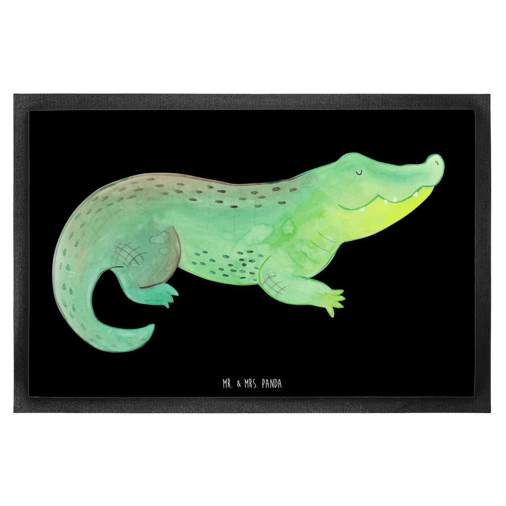 Fußmatte Krokodil Krokodil, Krokodile, verrückt sein, spontan sein, Abenteuerlust, Reiselust, Freundin, beste Freundin, Lieblingsmensch Türvorleger, Schmutzmatte, Fußabtreter, Matte, Schmutzfänger, Fußabstreifer, Schmutzfangmatte, Türmatte, Motivfußmatte,  Haustürmatte, Vorleger  Meerestiere, Meer, Urlaub