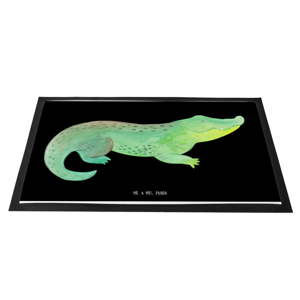 Fußmatte Krokodil Krokodil, Krokodile, verrückt sein, spontan sein, Abenteuerlust, Reiselust, Freundin, beste Freundin, Lieblingsmensch Türvorleger, Schmutzmatte, Fußabtreter, Matte, Schmutzfänger, Fußabstreifer, Schmutzfangmatte, Türmatte, Motivfußmatte,  Haustürmatte, Vorleger  Meerestiere, Meer, Urlaub