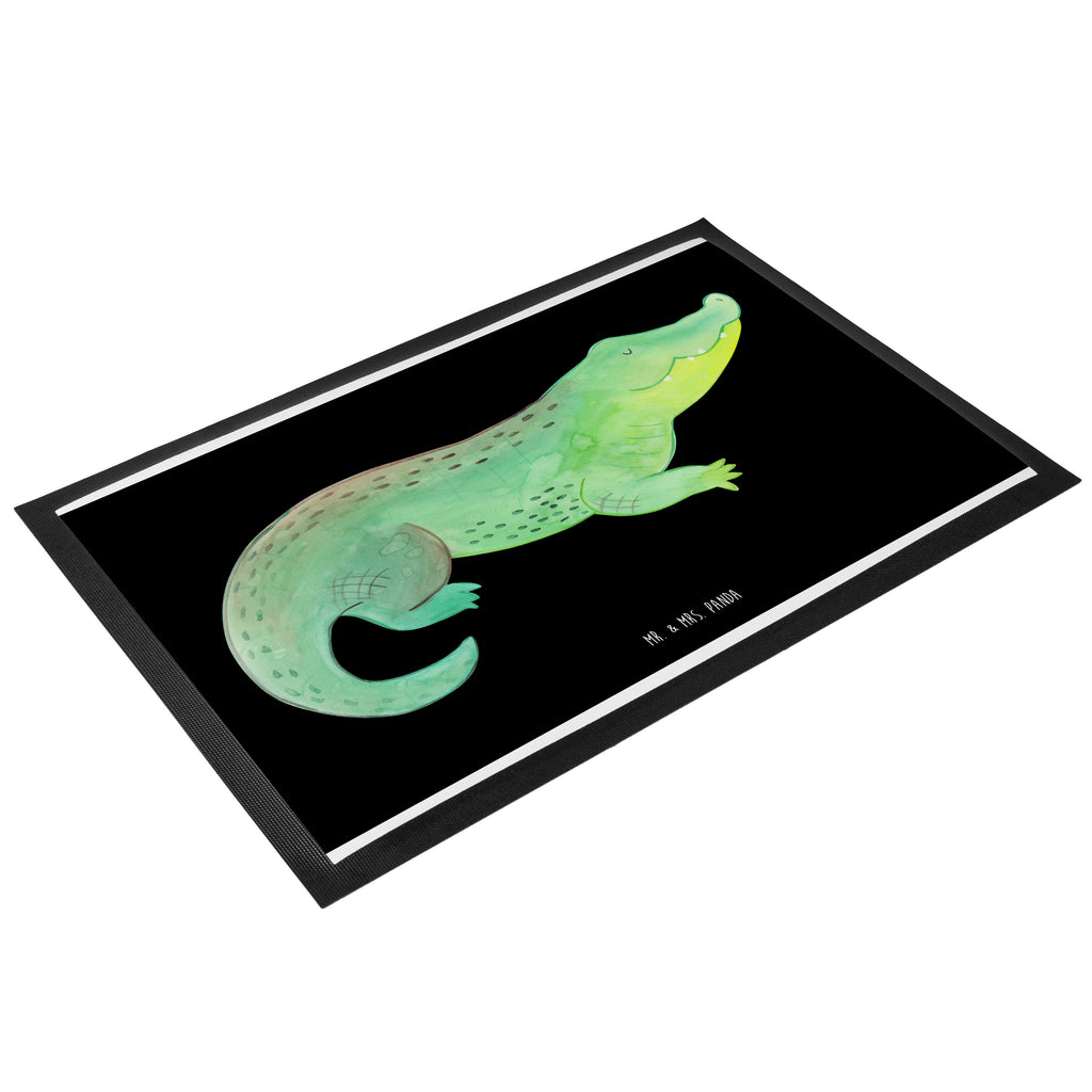 Fußmatte Krokodil Krokodil, Krokodile, verrückt sein, spontan sein, Abenteuerlust, Reiselust, Freundin, beste Freundin, Lieblingsmensch Türvorleger, Schmutzmatte, Fußabtreter, Matte, Schmutzfänger, Fußabstreifer, Schmutzfangmatte, Türmatte, Motivfußmatte,  Haustürmatte, Vorleger  Meerestiere, Meer, Urlaub