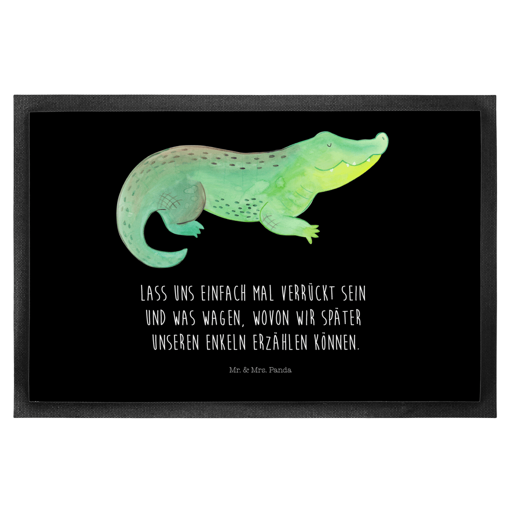 Fußmatte Krokodil Krokodil, Krokodile, verrückt sein, spontan sein, Abenteuerlust, Reiselust, Freundin, beste Freundin, Lieblingsmensch Türvorleger, Schmutzmatte, Fußabtreter, Matte, Schmutzfänger, Fußabstreifer, Schmutzfangmatte, Türmatte, Motivfußmatte,  Haustürmatte, Vorleger  Meerestiere, Meer, Urlaub