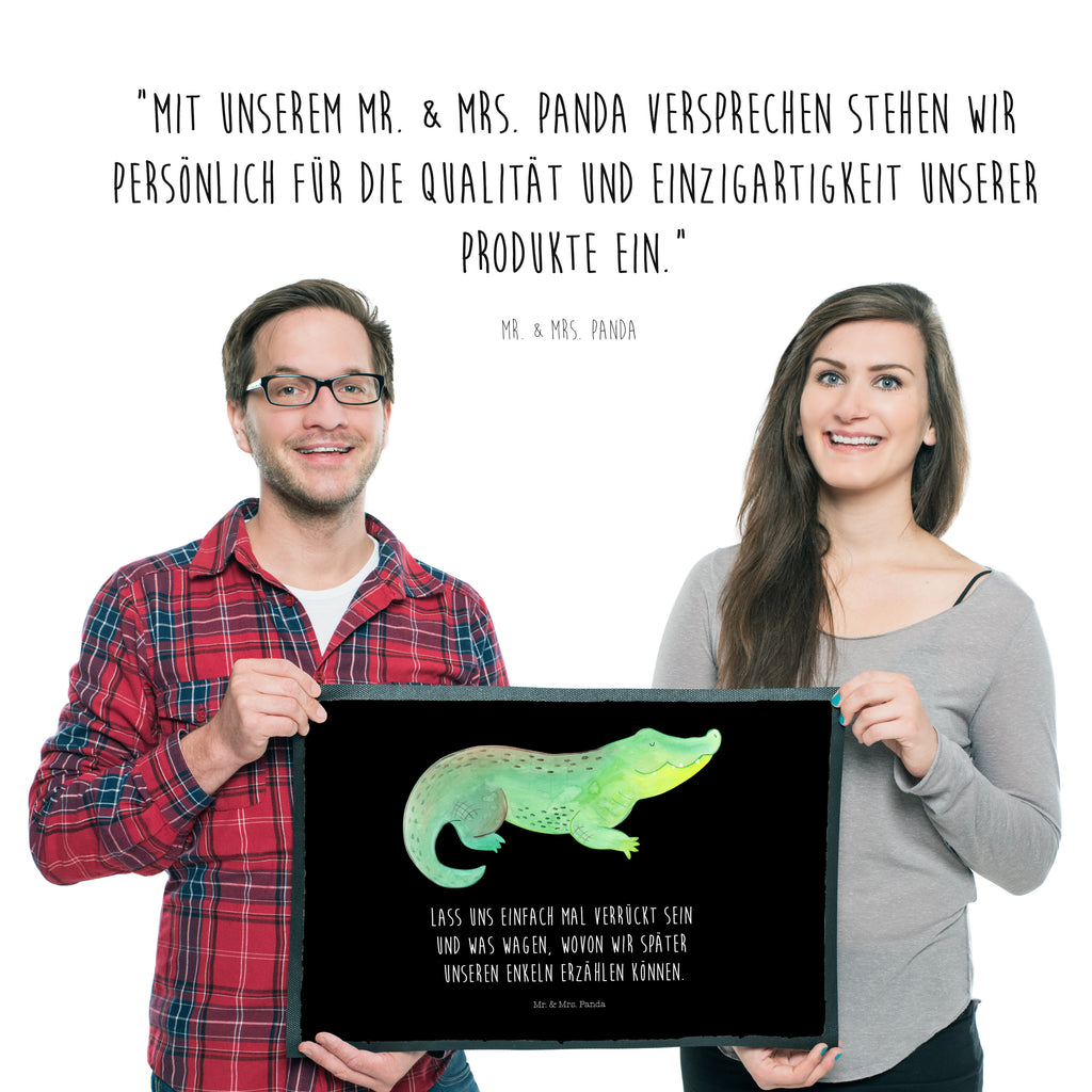 Fußmatte Krokodil Krokodil, Krokodile, verrückt sein, spontan sein, Abenteuerlust, Reiselust, Freundin, beste Freundin, Lieblingsmensch Türvorleger, Schmutzmatte, Fußabtreter, Matte, Schmutzfänger, Fußabstreifer, Schmutzfangmatte, Türmatte, Motivfußmatte,  Haustürmatte, Vorleger  Meerestiere, Meer, Urlaub