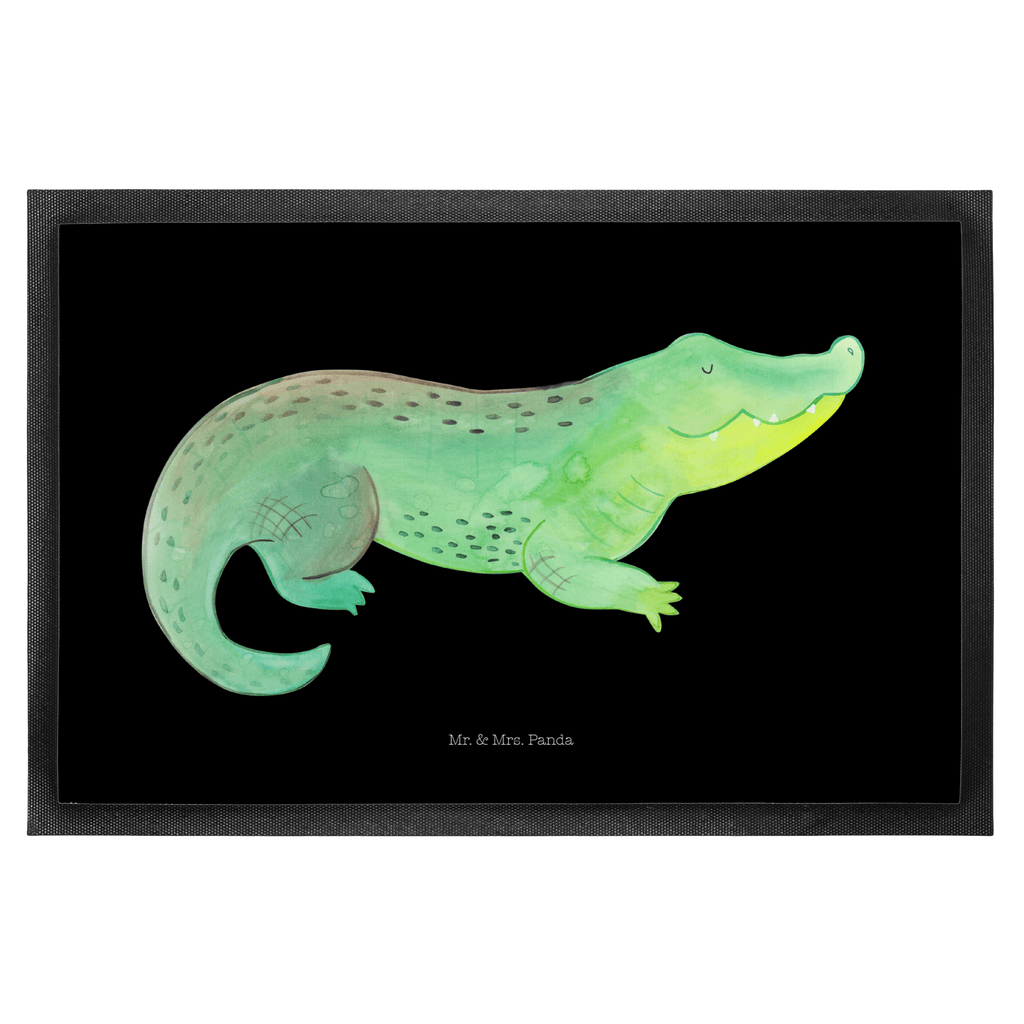 Fußmatte Krokodil Krokodil, Krokodile, verrückt sein, spontan sein, Abenteuerlust, Reiselust, Freundin, beste Freundin, Lieblingsmensch Türvorleger, Schmutzmatte, Fußabtreter, Matte, Schmutzfänger, Fußabstreifer, Schmutzfangmatte, Türmatte, Motivfußmatte,  Haustürmatte, Vorleger  Meerestiere, Meer, Urlaub