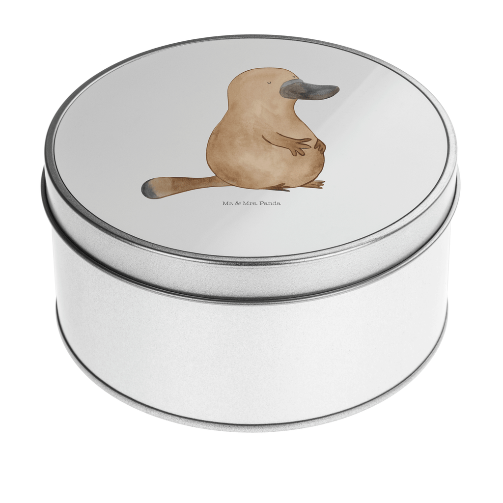 Blechdose rund Schnabeltier mutig Metalldose, Keksdose, Dose, Vorratsdose, Geschenkbox, Meerestiere, Meer, Urlaub, Schnabeltier, Mut, mutig, Lebensweisheit, Schnabeltiere, Motivation, Training, Büro, Arbeit, Neuanfang, Neustart, Weltreise, Raodtrip