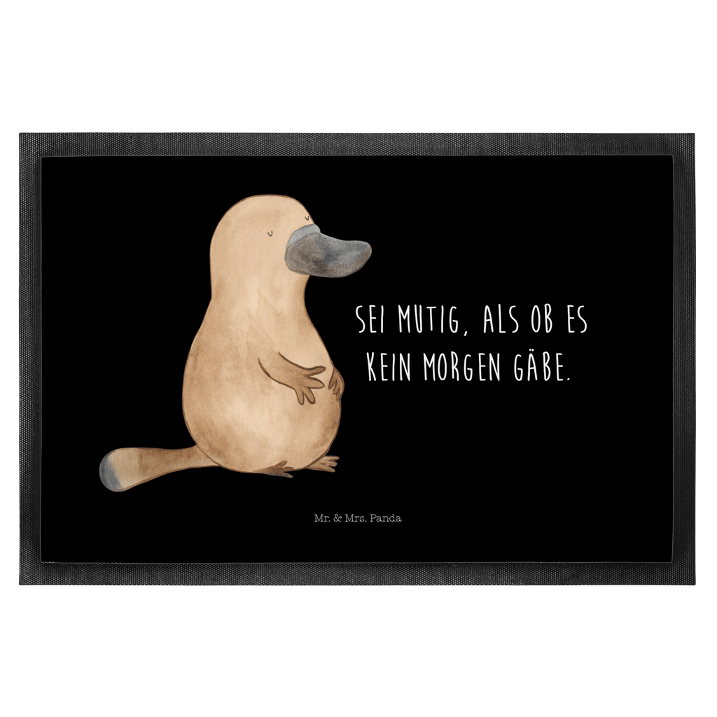 Fußmatte Schnabeltier mutig Schnabeltier, Mut, mutig, Lebensweisheit, Schnabeltiere, Motivation, Training, Büro, Arbeit, Neuanfang, Neustart, Weltreise, Raodtrip	 Türvorleger, Schmutzmatte, Fußabtreter, Matte, Schmutzfänger, Fußabstreifer, Schmutzfangmatte, Türmatte, Motivfußmatte,  Haustürmatte, Vorleger  Meerestiere, Meer, Urlaub