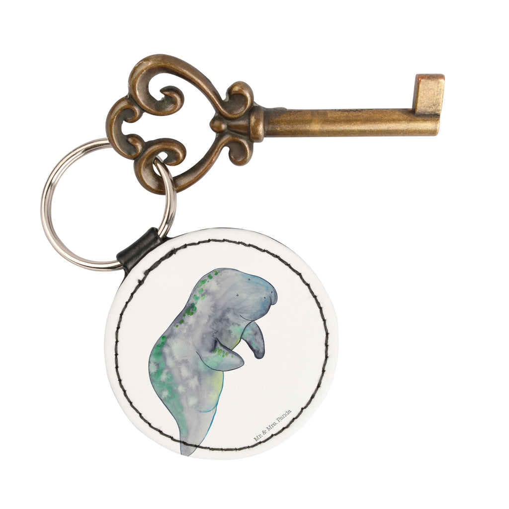 Rund Schlüsselanhänger Seekuh chillt Schlüsselanhänger, Anhänger, Taschenanhänger, Glücksbringer, Schutzengel, Meerestiere, Meer, Urlaub, Seekuh, Seekühe, Diät, Abnehmen, Zucker, Diätwahn, Essen, Süßigkeiten