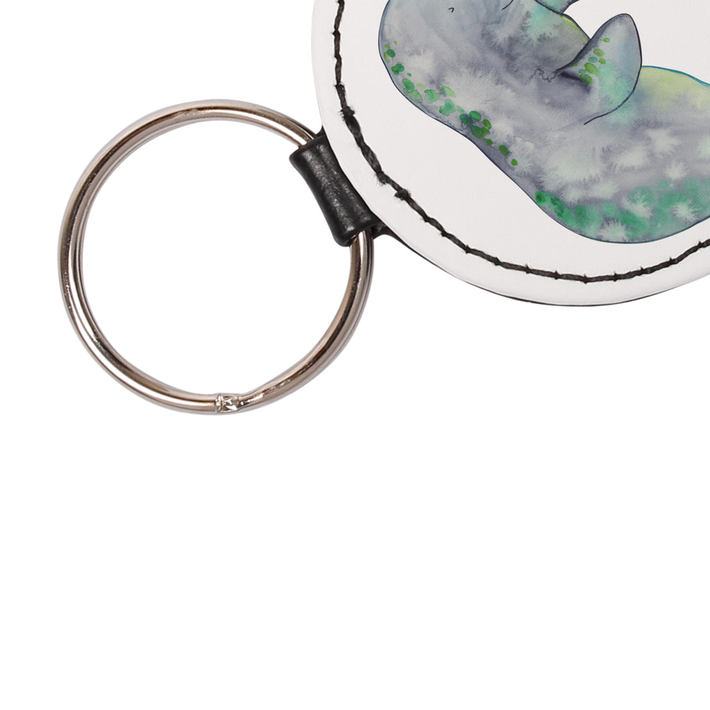 Rund Schlüsselanhänger Seekuh chillt Schlüsselanhänger, Anhänger, Taschenanhänger, Glücksbringer, Schutzengel, Meerestiere, Meer, Urlaub, Seekuh, Seekühe, Diät, Abnehmen, Zucker, Diätwahn, Essen, Süßigkeiten