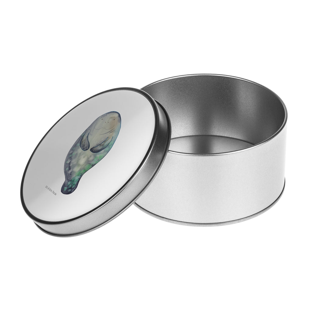 Blechdose rund Seekuh happy Metalldose, Keksdose, Dose, Vorratsdose, Geschenkbox, Meerestiere, Meer, Urlaub, Seekuh, Seekühe, Selbstliebe, Respekt, Neuanfang, Neustart, Achtsamkeit, Zufrieden, Liebeskummer, Freundin