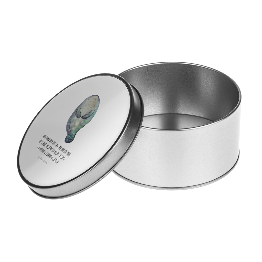 Blechdose rund Seekuh happy Metalldose, Keksdose, Dose, Vorratsdose, Geschenkbox, Meerestiere, Meer, Urlaub, Seekuh, Seekühe, Selbstliebe, Respekt, Neuanfang, Neustart, Achtsamkeit, Zufrieden, Liebeskummer, Freundin