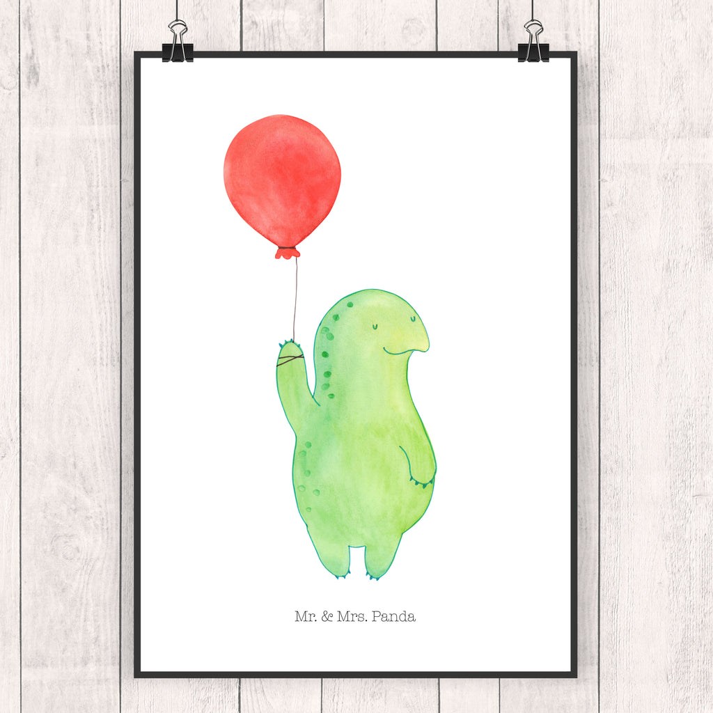 Poster Schildkröte Luftballon Poster, Wandposter, Bild, Wanddeko, Küchenposter, Kinderposter, Wanddeko Bild, Raumdekoration, Wanddekoration, Handgemaltes Poster, Mr. & Mrs. Panda Poster, Designposter, Kunstdruck, Posterdruck, Schildkröte, Schildkröten, Mutausbruch, Motivation, Motivationsspruch