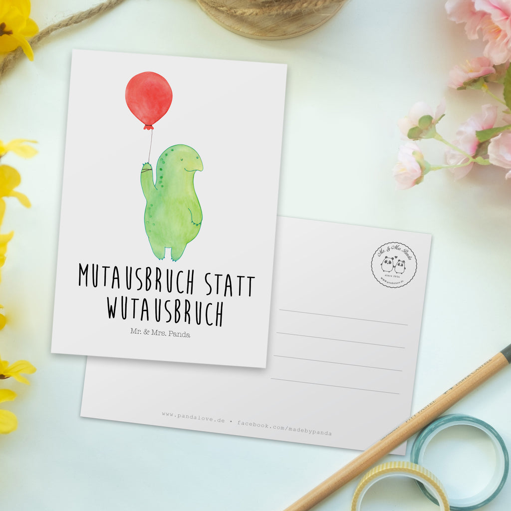 Postkarte Schildkröte Luftballon Geschenkkarte, Grußkarte, Karte, Einladung, Ansichtskarte, Geburtstagskarte, Einladungskarte, Dankeskarte, Schildkröte, Schildkröten, Mutausbruch, Motivation, Motivationsspruch