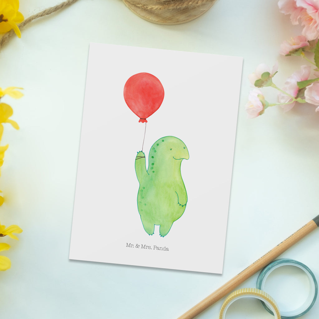 Postkarte Schildkröte Luftballon Geschenkkarte, Grußkarte, Karte, Einladung, Ansichtskarte, Geburtstagskarte, Einladungskarte, Dankeskarte, Schildkröte, Schildkröten, Mutausbruch, Motivation, Motivationsspruch