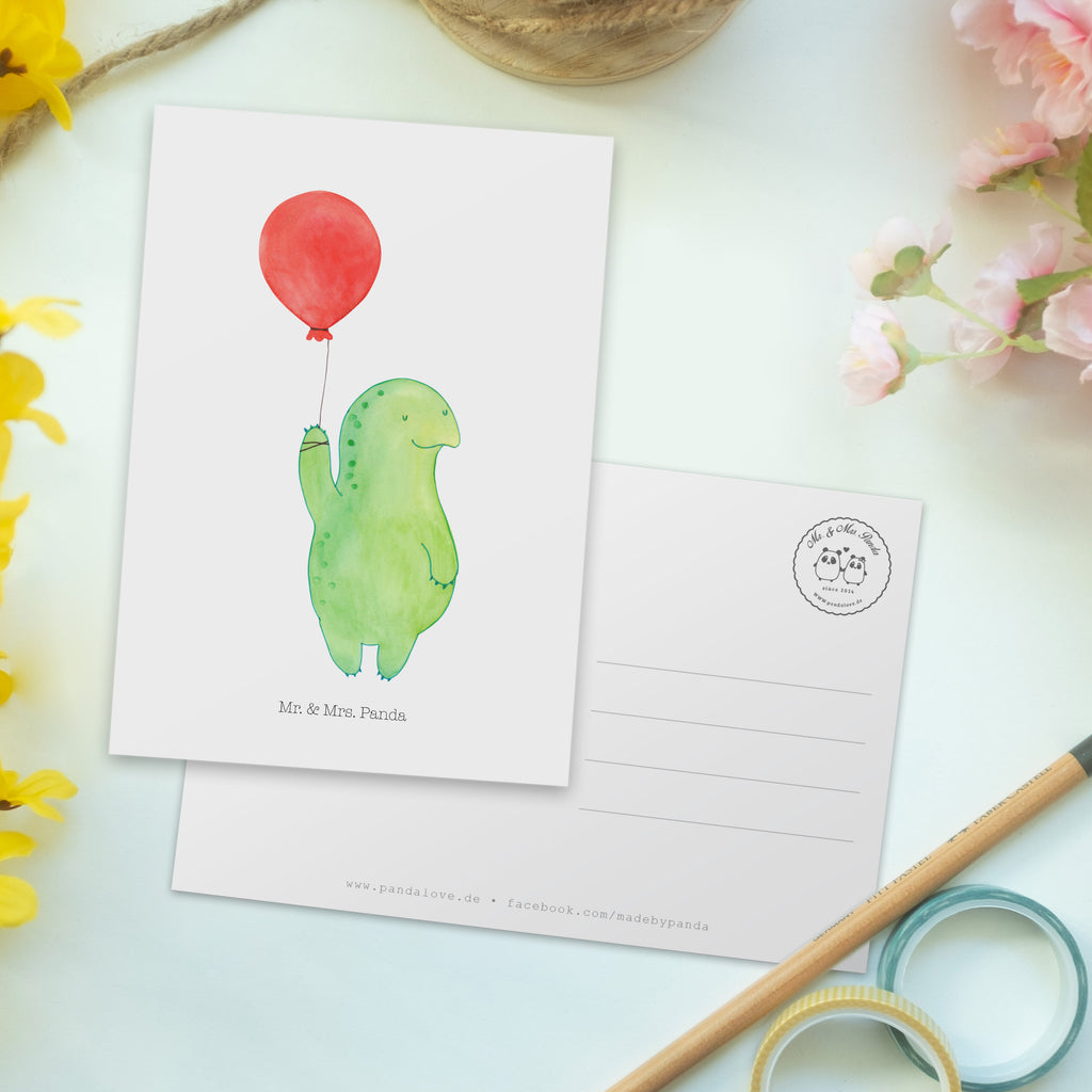 Postkarte Schildkröte Luftballon Geschenkkarte, Grußkarte, Karte, Einladung, Ansichtskarte, Geburtstagskarte, Einladungskarte, Dankeskarte, Schildkröte, Schildkröten, Mutausbruch, Motivation, Motivationsspruch
