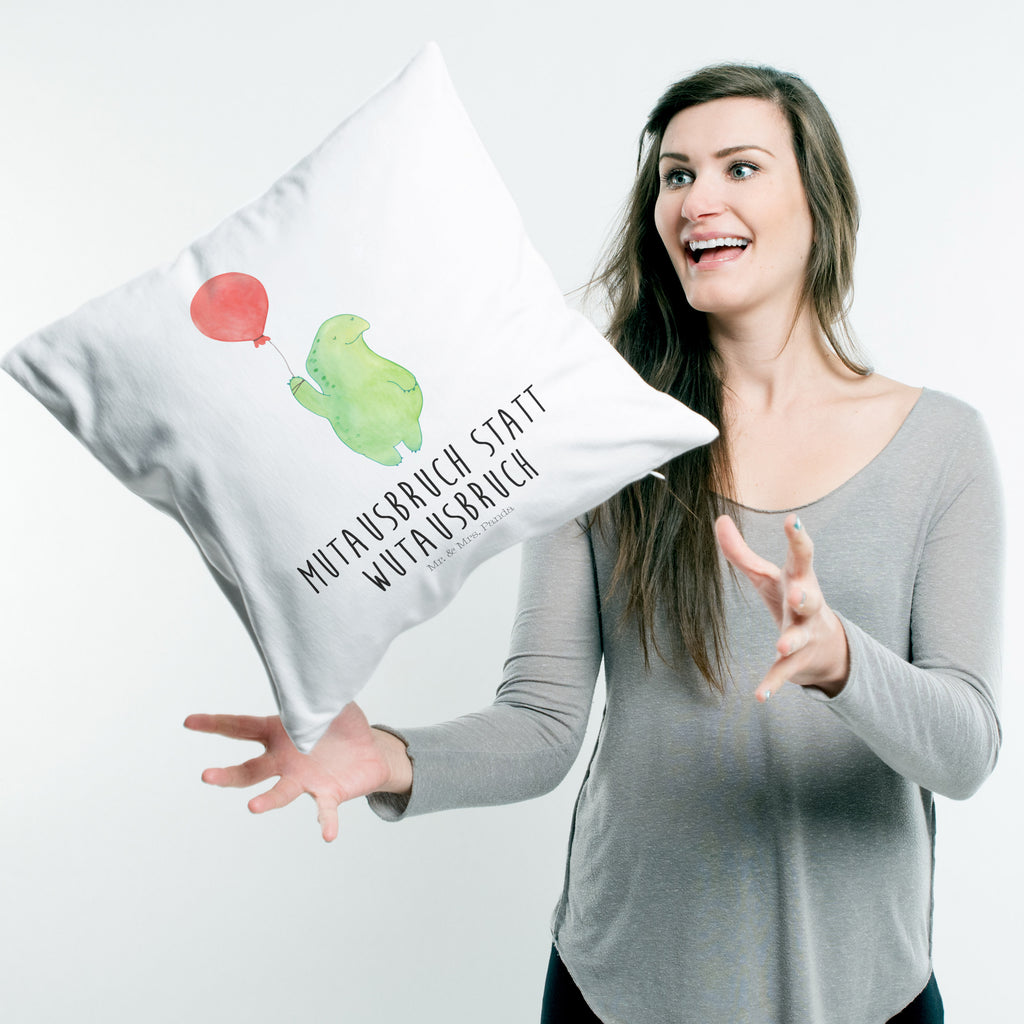 40x40 Kissen Schildkröte Luftballon Kissenhülle, Kopfkissen, Sofakissen, Dekokissen, Motivkissen, Schildkröte, Schildkröten, Mutausbruch, Motivation, Motivationsspruch
