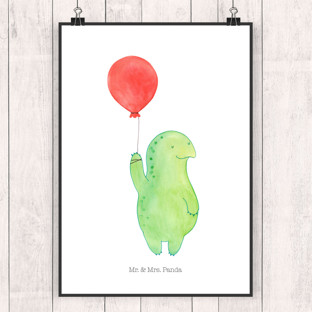 Poster Schildkröte Luftballon Poster, Wandposter, Bild, Wanddeko, Küchenposter, Kinderposter, Wanddeko Bild, Raumdekoration, Wanddekoration, Handgemaltes Poster, Mr. & Mrs. Panda Poster, Designposter, Kunstdruck, Posterdruck, Schildkröte, Schildkröten, Mutausbruch, Motivation, Motivationsspruch