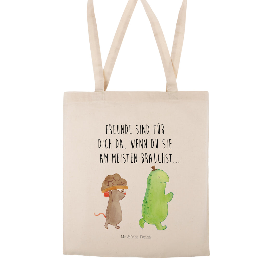 Tragetasche Schildkröte & Maus Beuteltasche, Beutel, Einkaufstasche, Jutebeutel, Stoffbeutel, Schildkröte, Maus, Freunde, Freundinnen, beste Freunde, beste Freundinnen