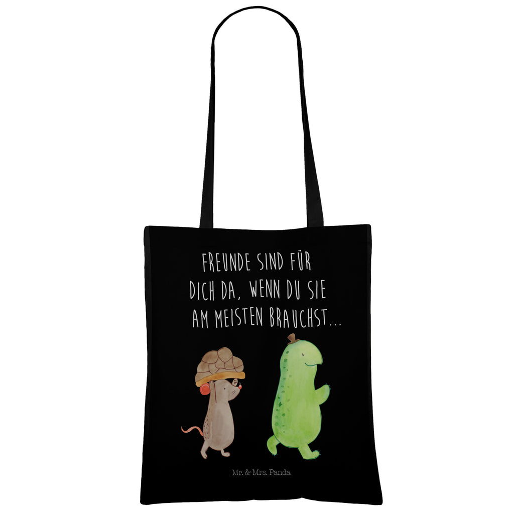 Tragetasche Schildkröte & Maus Beuteltasche, Beutel, Einkaufstasche, Jutebeutel, Stoffbeutel, Schildkröte, Maus, Freunde, Freundinnen, beste Freunde, beste Freundinnen