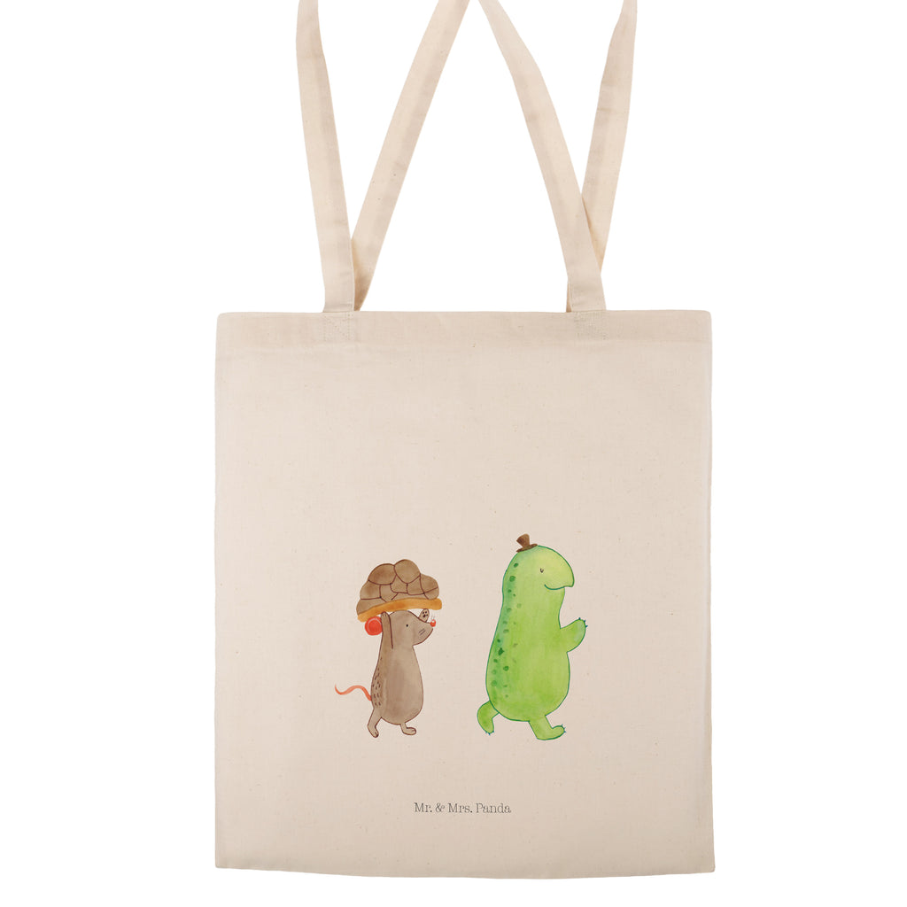 Tragetasche Schildkröte & Maus Beuteltasche, Beutel, Einkaufstasche, Jutebeutel, Stoffbeutel, Schildkröte, Maus, Freunde, Freundinnen, beste Freunde, beste Freundinnen
