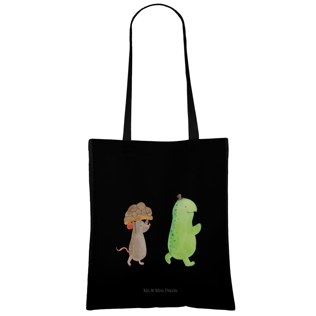 Tragetasche Schildkröte & Maus Beuteltasche, Beutel, Einkaufstasche, Jutebeutel, Stoffbeutel, Schildkröte, Maus, Freunde, Freundinnen, beste Freunde, beste Freundinnen