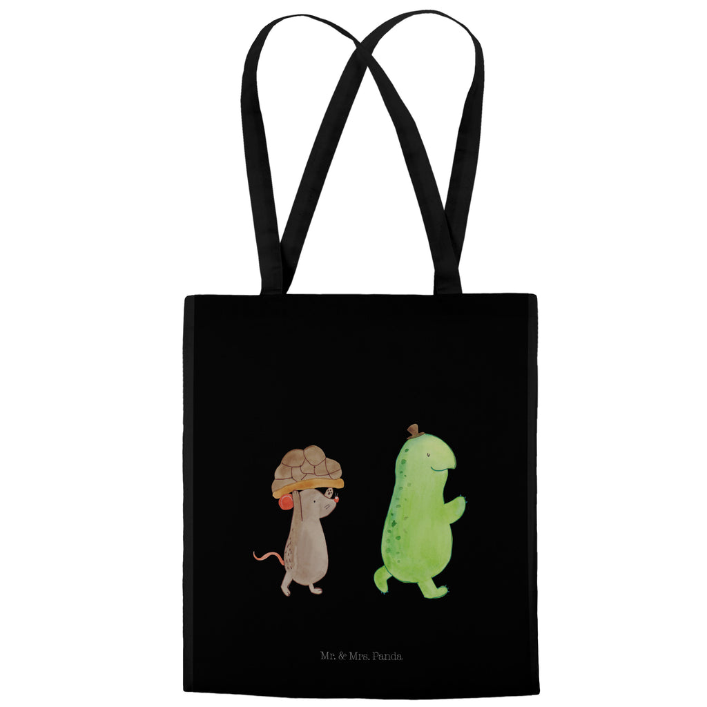 Tragetasche Schildkröte & Maus Beuteltasche, Beutel, Einkaufstasche, Jutebeutel, Stoffbeutel, Schildkröte, Maus, Freunde, Freundinnen, beste Freunde, beste Freundinnen