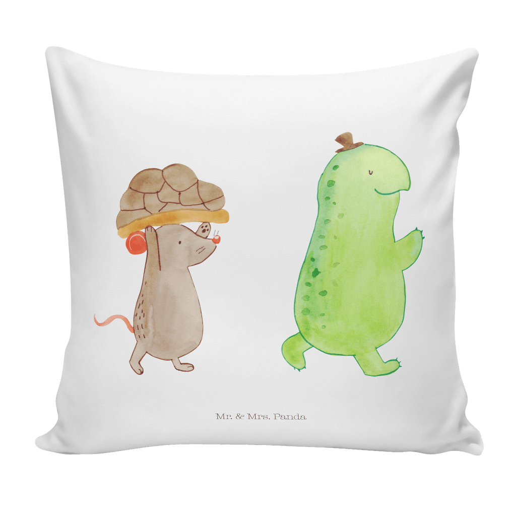 40x40 Kissen Schildkröte & Maus Kissenhülle, Kopfkissen, Sofakissen, Dekokissen, Motivkissen, Schildkröte, Maus, Freunde, Freundinnen, beste Freunde, beste Freundinnen