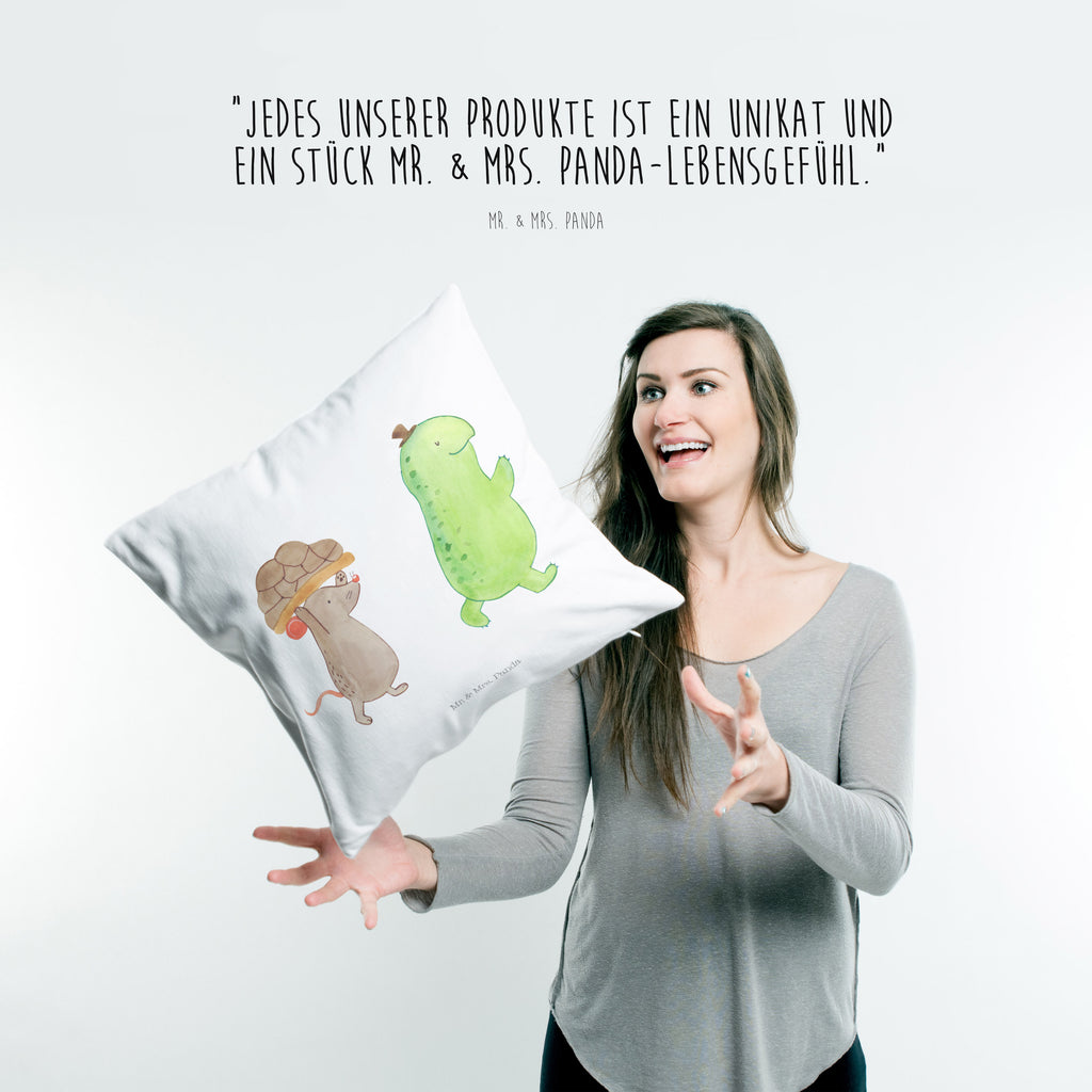 40x40 Kissen Schildkröte & Maus Kissenhülle, Kopfkissen, Sofakissen, Dekokissen, Motivkissen, Schildkröte, Maus, Freunde, Freundinnen, beste Freunde, beste Freundinnen