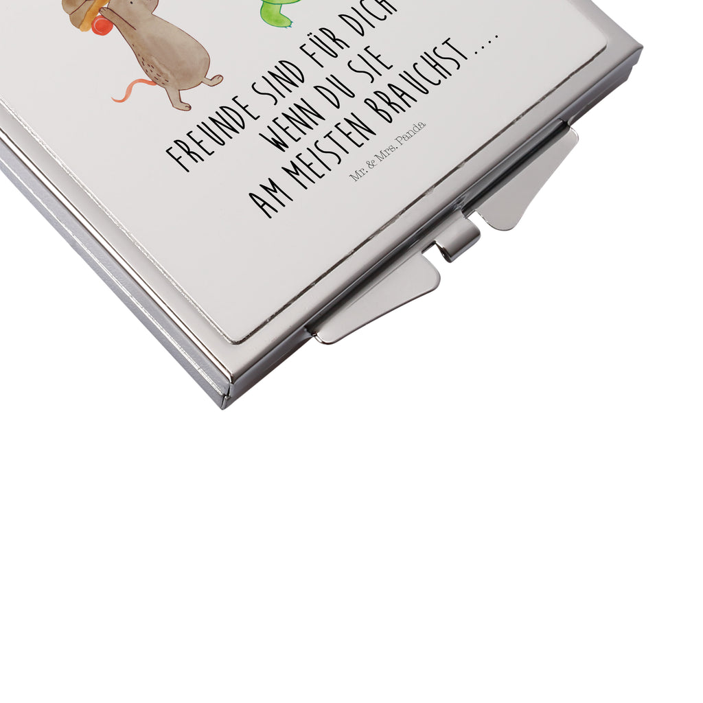 Handtaschenspiegel quadratisch Schildkröte & Maus Spiegel, Handtasche, Quadrat, silber, schminken, Schminkspiegel, Schildkröte, Maus, Freunde, Freundinnen, beste Freunde, beste Freundinnen