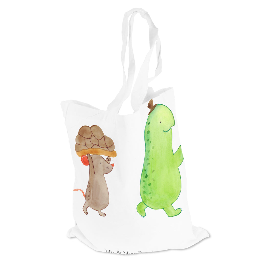 Tragetasche Schildkröte & Maus Beuteltasche, Beutel, Einkaufstasche, Jutebeutel, Stoffbeutel, Schildkröte, Maus, Freunde, Freundinnen, beste Freunde, beste Freundinnen