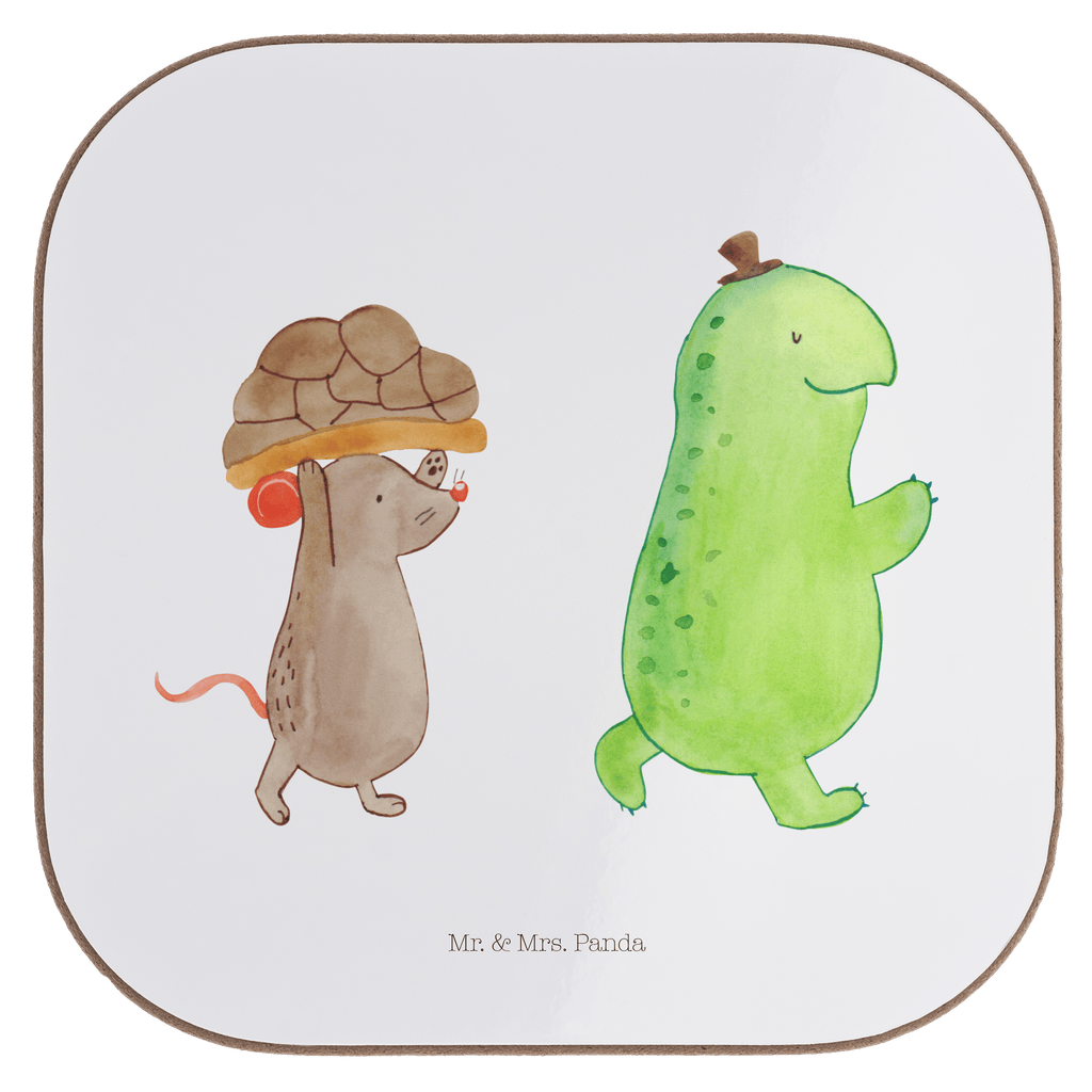 Quadratische Untersetzer Schildkröte & Maus Bierdeckel, Glasuntersetzer, Untersetzer Gläser, Getränkeuntersetzer, Schildkröte, Maus, Freunde, Freundinnen, beste Freunde, beste Freundinnen