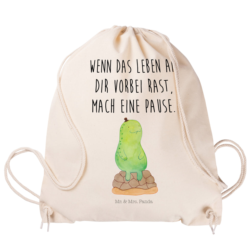 Sportbeutel Schildkröte pausiert Turnbeutel, Beutel, Sporttasche, Tasche, Stoffbeutel, Schildkröte, Achtsamkeit, Entschleunigen, achtsam