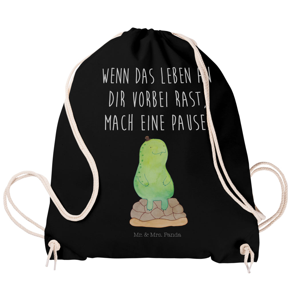 Sportbeutel Schildkröte pausiert Turnbeutel, Beutel, Sporttasche, Tasche, Stoffbeutel, Schildkröte, Achtsamkeit, Entschleunigen, achtsam