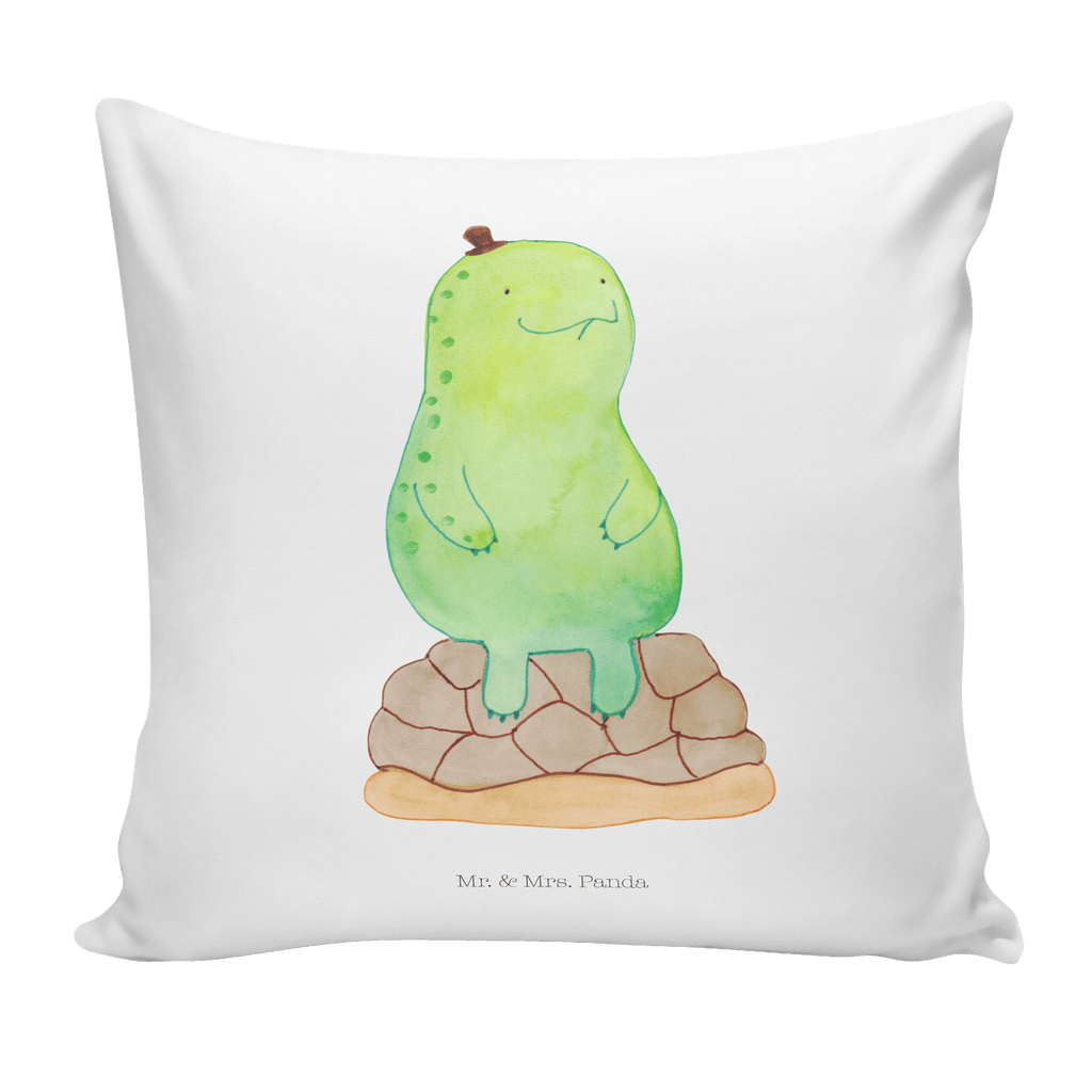 40x40 Kissen Schildkröte pausiert Kissenhülle, Kopfkissen, Sofakissen, Dekokissen, Motivkissen, Schildkröte, Achtsamkeit, Entschleunigen, achtsam