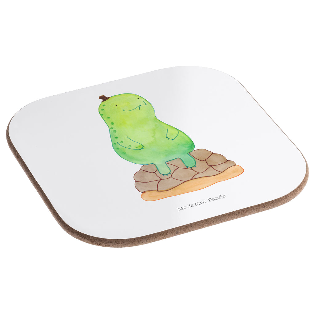 Quadratische Untersetzer Schildkröte pausiert Bierdeckel, Glasuntersetzer, Untersetzer Gläser, Getränkeuntersetzer, Schildkröte, Achtsamkeit, Entschleunigen, achtsam