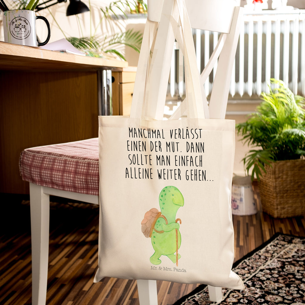 Tragetasche Schildkröte Wanderer Beuteltasche, Beutel, Einkaufstasche, Jutebeutel, Stoffbeutel, Schildkröte, Schildkröten, Motivation, Motivationsspruch, Motivationssprüche, Neuanfang