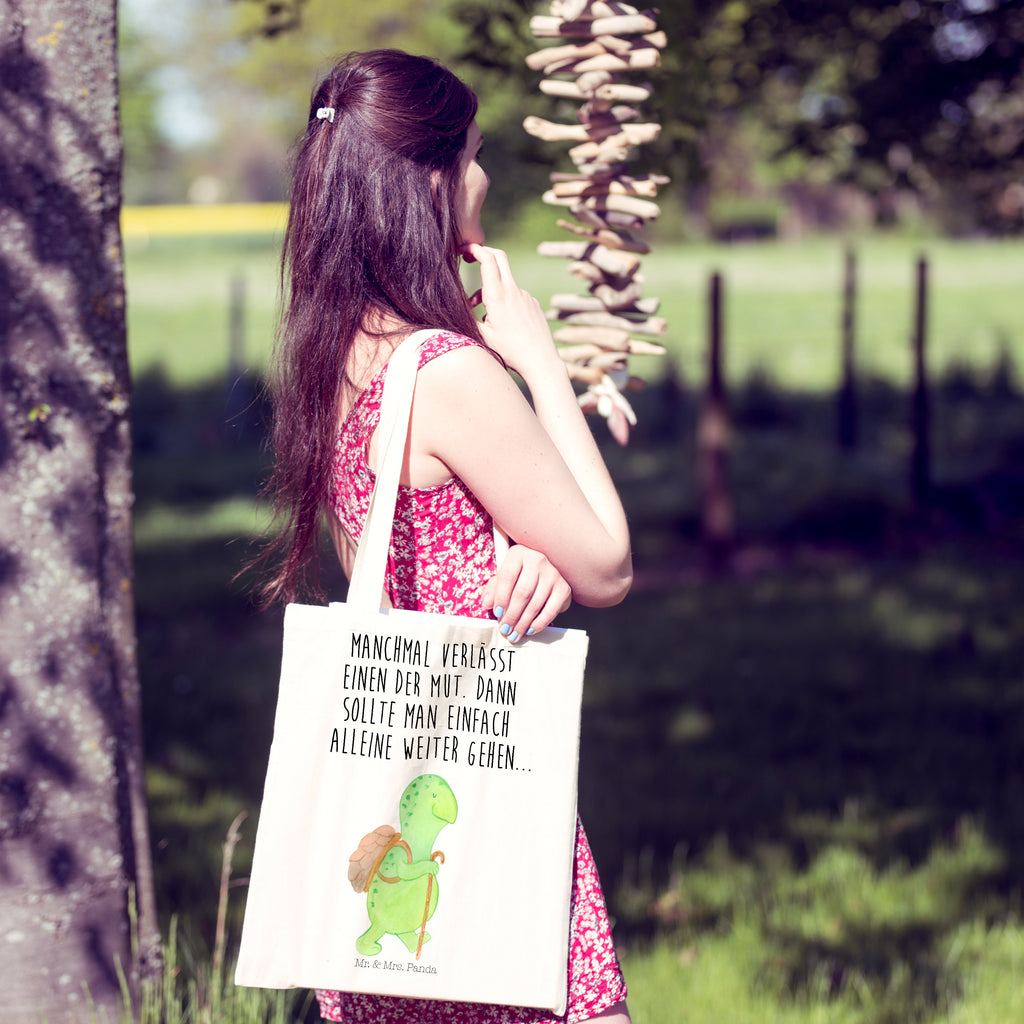 Tragetasche Schildkröte Wanderer Beuteltasche, Beutel, Einkaufstasche, Jutebeutel, Stoffbeutel, Schildkröte, Schildkröten, Motivation, Motivationsspruch, Motivationssprüche, Neuanfang