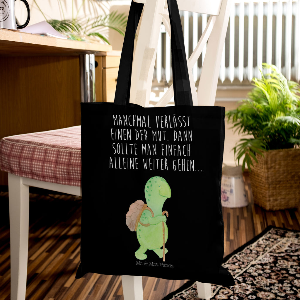 Tragetasche Schildkröte Wanderer Beuteltasche, Beutel, Einkaufstasche, Jutebeutel, Stoffbeutel, Schildkröte, Schildkröten, Motivation, Motivationsspruch, Motivationssprüche, Neuanfang