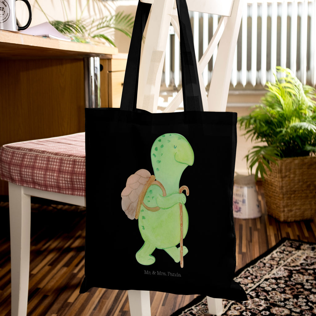 Tragetasche Schildkröte Wanderer Beuteltasche, Beutel, Einkaufstasche, Jutebeutel, Stoffbeutel, Schildkröte, Schildkröten, Motivation, Motivationsspruch, Motivationssprüche, Neuanfang