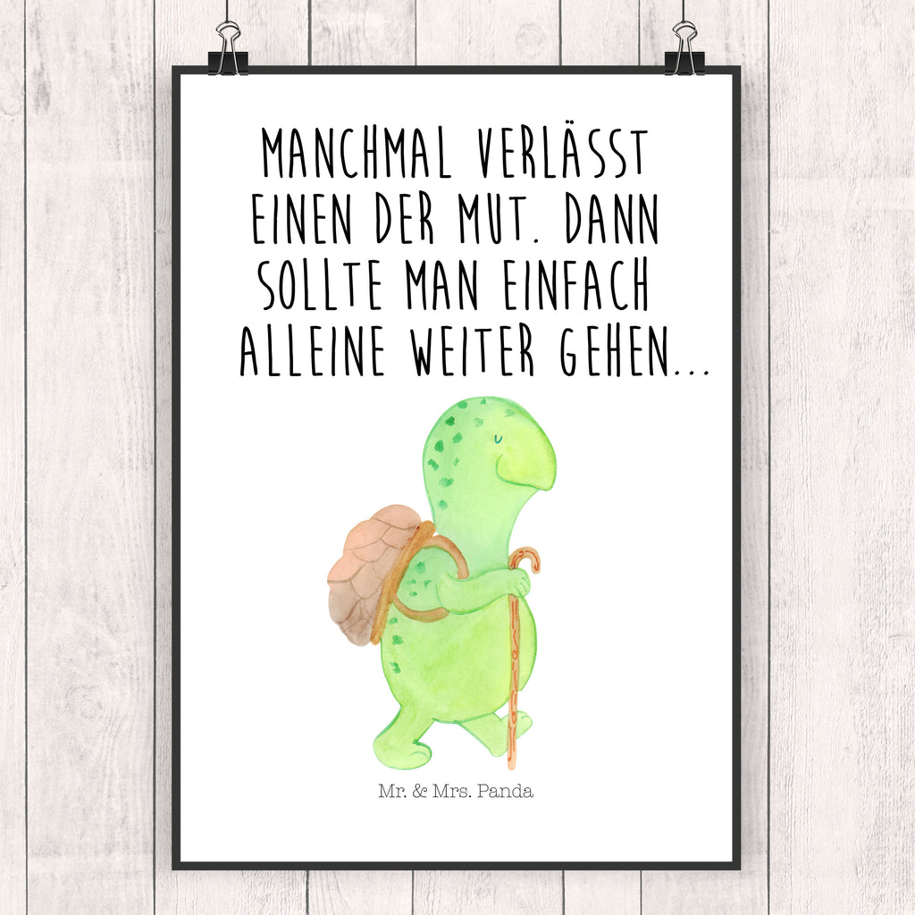 Poster Schildkröte Wanderer Poster, Wandposter, Bild, Wanddeko, Küchenposter, Kinderposter, Wanddeko Bild, Raumdekoration, Wanddekoration, Handgemaltes Poster, Mr. & Mrs. Panda Poster, Designposter, Kunstdruck, Posterdruck, Schildkröte, Schildkröten, Motivation, Motivationsspruch, Motivationssprüche, Neuanfang