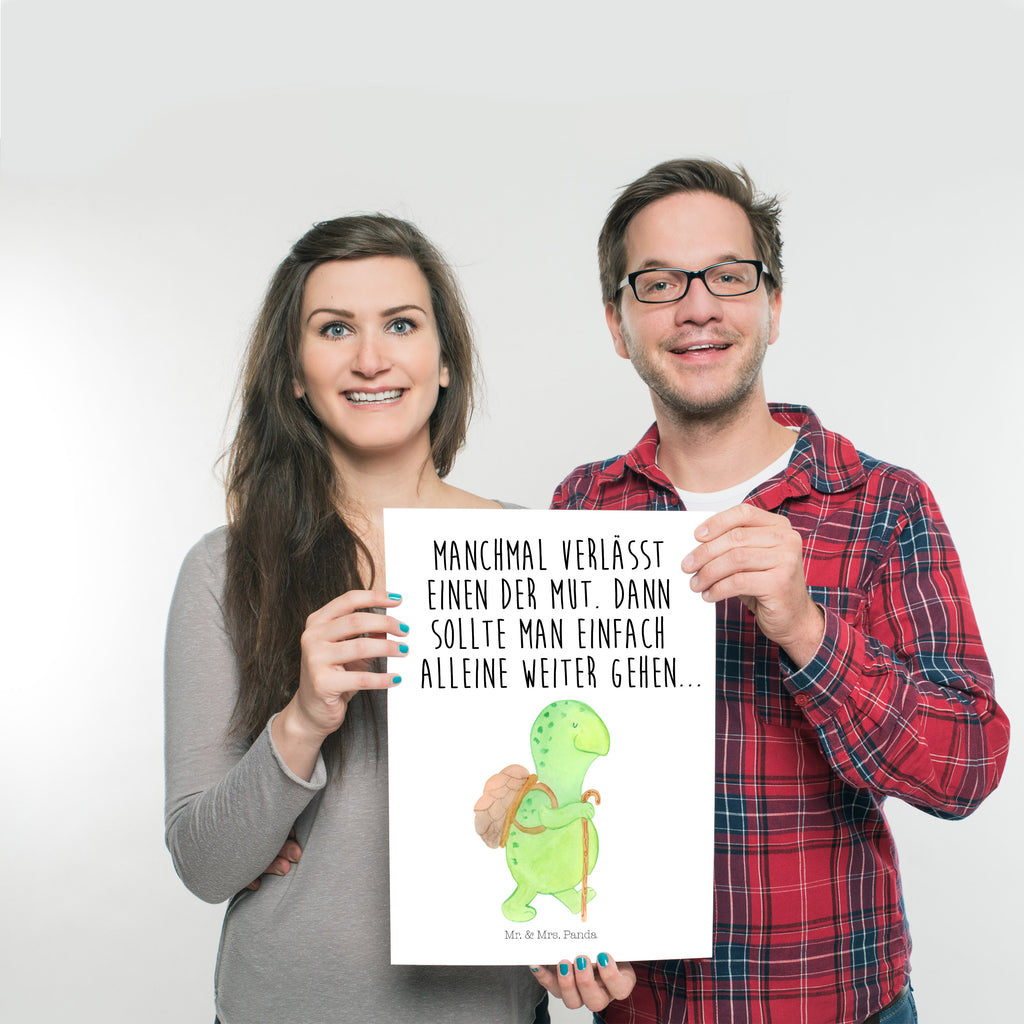 Poster Schildkröte Wanderer Poster, Wandposter, Bild, Wanddeko, Küchenposter, Kinderposter, Wanddeko Bild, Raumdekoration, Wanddekoration, Handgemaltes Poster, Mr. & Mrs. Panda Poster, Designposter, Kunstdruck, Posterdruck, Schildkröte, Schildkröten, Motivation, Motivationsspruch, Motivationssprüche, Neuanfang