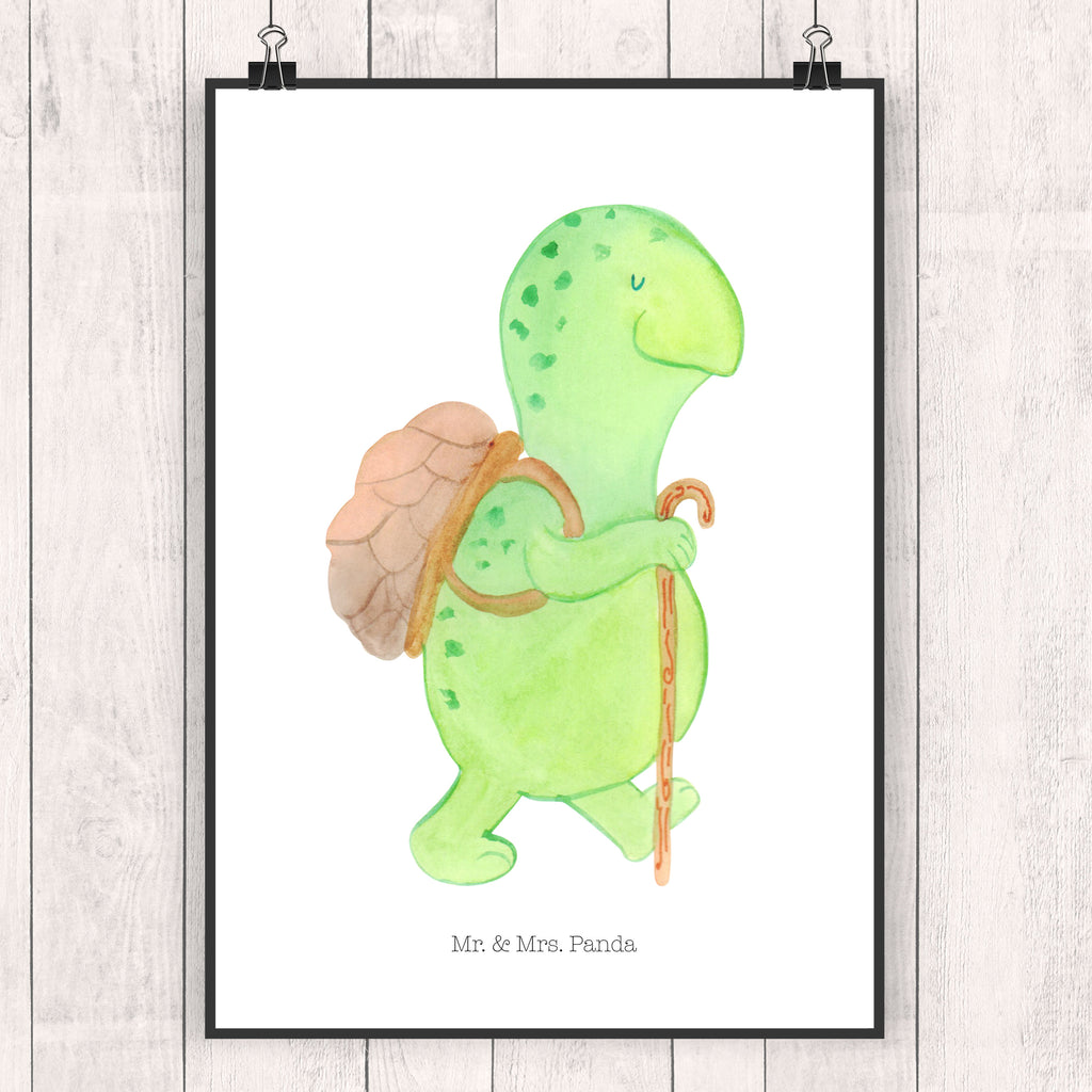 Poster Schildkröte Wanderer Poster, Wandposter, Bild, Wanddeko, Küchenposter, Kinderposter, Wanddeko Bild, Raumdekoration, Wanddekoration, Handgemaltes Poster, Mr. & Mrs. Panda Poster, Designposter, Kunstdruck, Posterdruck, Schildkröte, Schildkröten, Motivation, Motivationsspruch, Motivationssprüche, Neuanfang