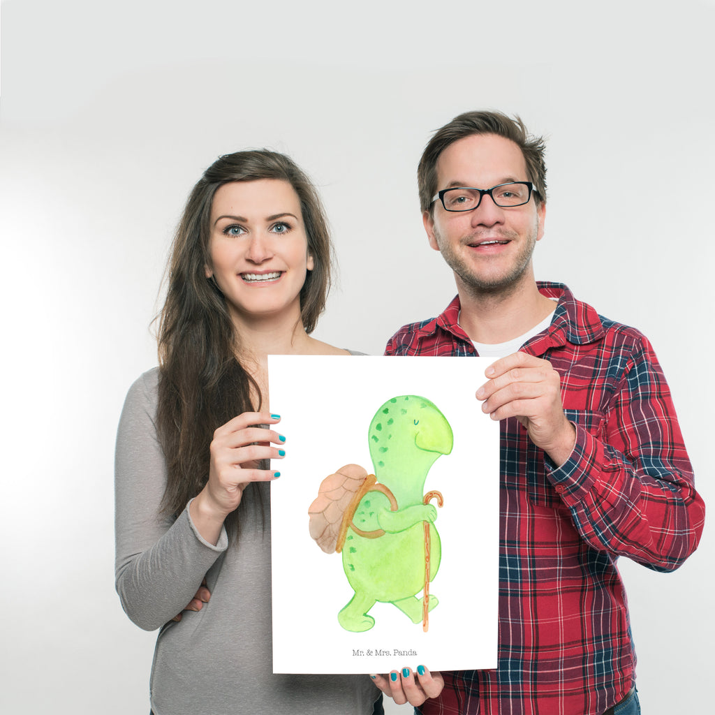 Poster Schildkröte Wanderer Poster, Wandposter, Bild, Wanddeko, Küchenposter, Kinderposter, Wanddeko Bild, Raumdekoration, Wanddekoration, Handgemaltes Poster, Mr. & Mrs. Panda Poster, Designposter, Kunstdruck, Posterdruck, Schildkröte, Schildkröten, Motivation, Motivationsspruch, Motivationssprüche, Neuanfang