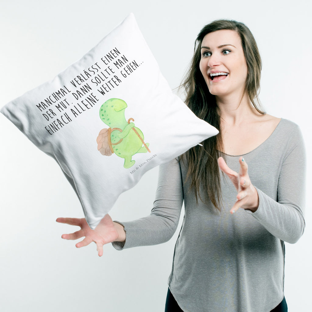 40x40 Kissen Schildkröte Wanderer Kissenhülle, Kopfkissen, Sofakissen, Dekokissen, Motivkissen, Schildkröte, Schildkröten, Motivation, Motivationsspruch, Motivationssprüche, Neuanfang