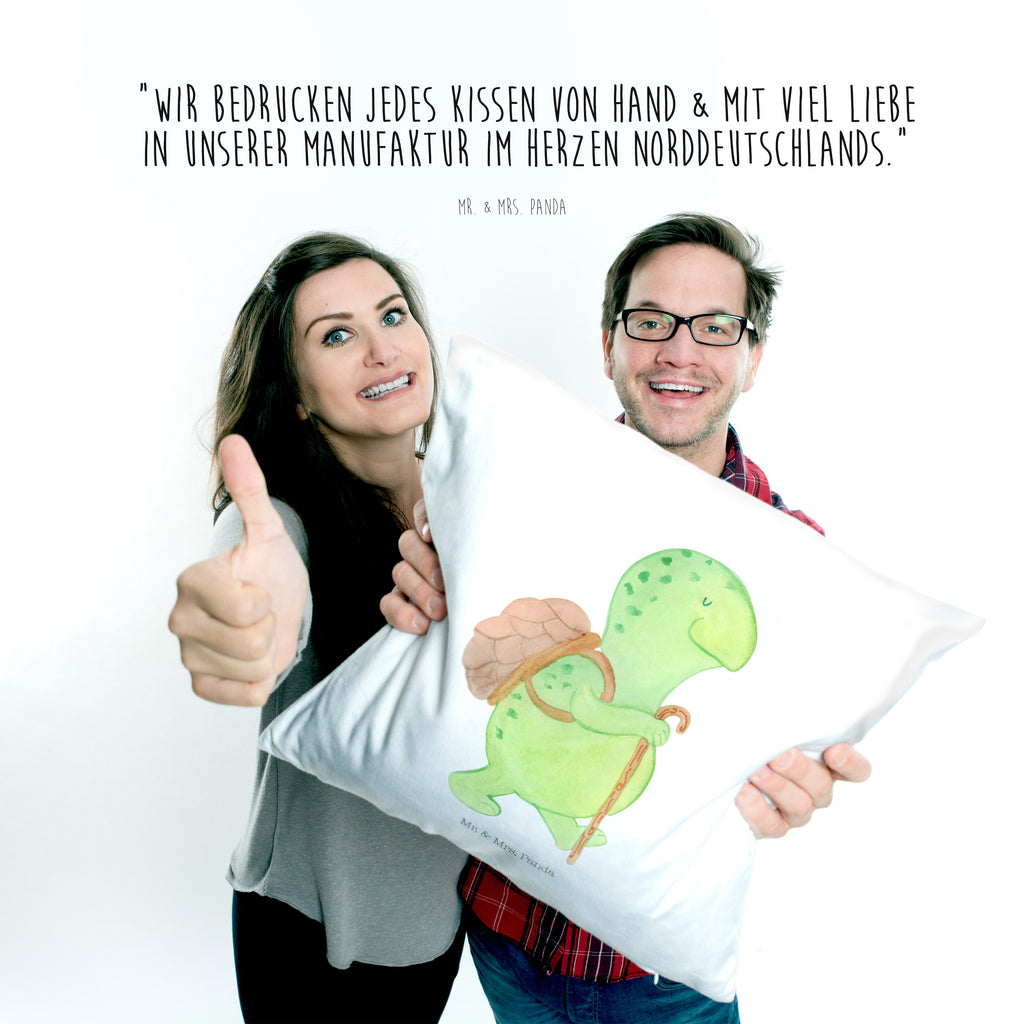 40x40 Kissen Schildkröte Wanderer Kissenhülle, Kopfkissen, Sofakissen, Dekokissen, Motivkissen, Schildkröte, Schildkröten, Motivation, Motivationsspruch, Motivationssprüche, Neuanfang