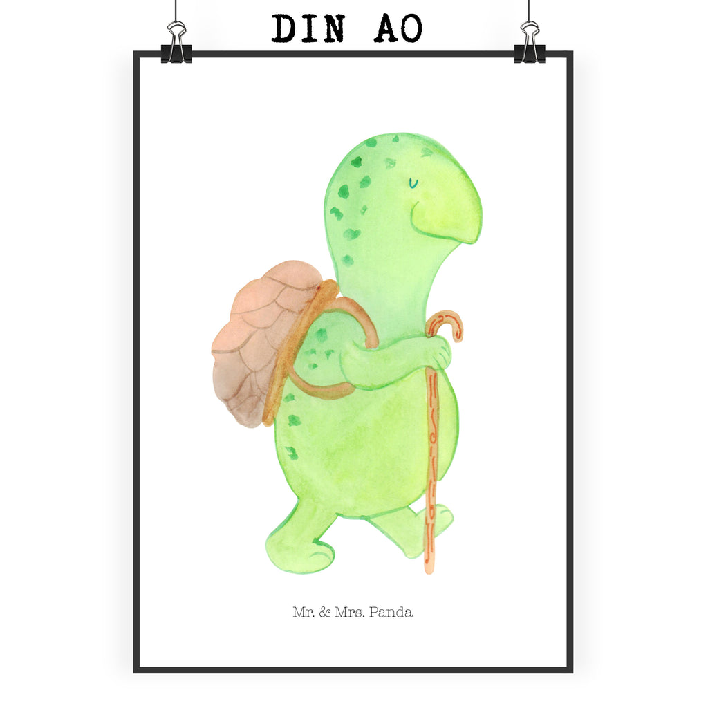 Poster Schildkröte Wanderer Poster, Wandposter, Bild, Wanddeko, Küchenposter, Kinderposter, Wanddeko Bild, Raumdekoration, Wanddekoration, Handgemaltes Poster, Mr. & Mrs. Panda Poster, Designposter, Kunstdruck, Posterdruck, Schildkröte, Schildkröten, Motivation, Motivationsspruch, Motivationssprüche, Neuanfang