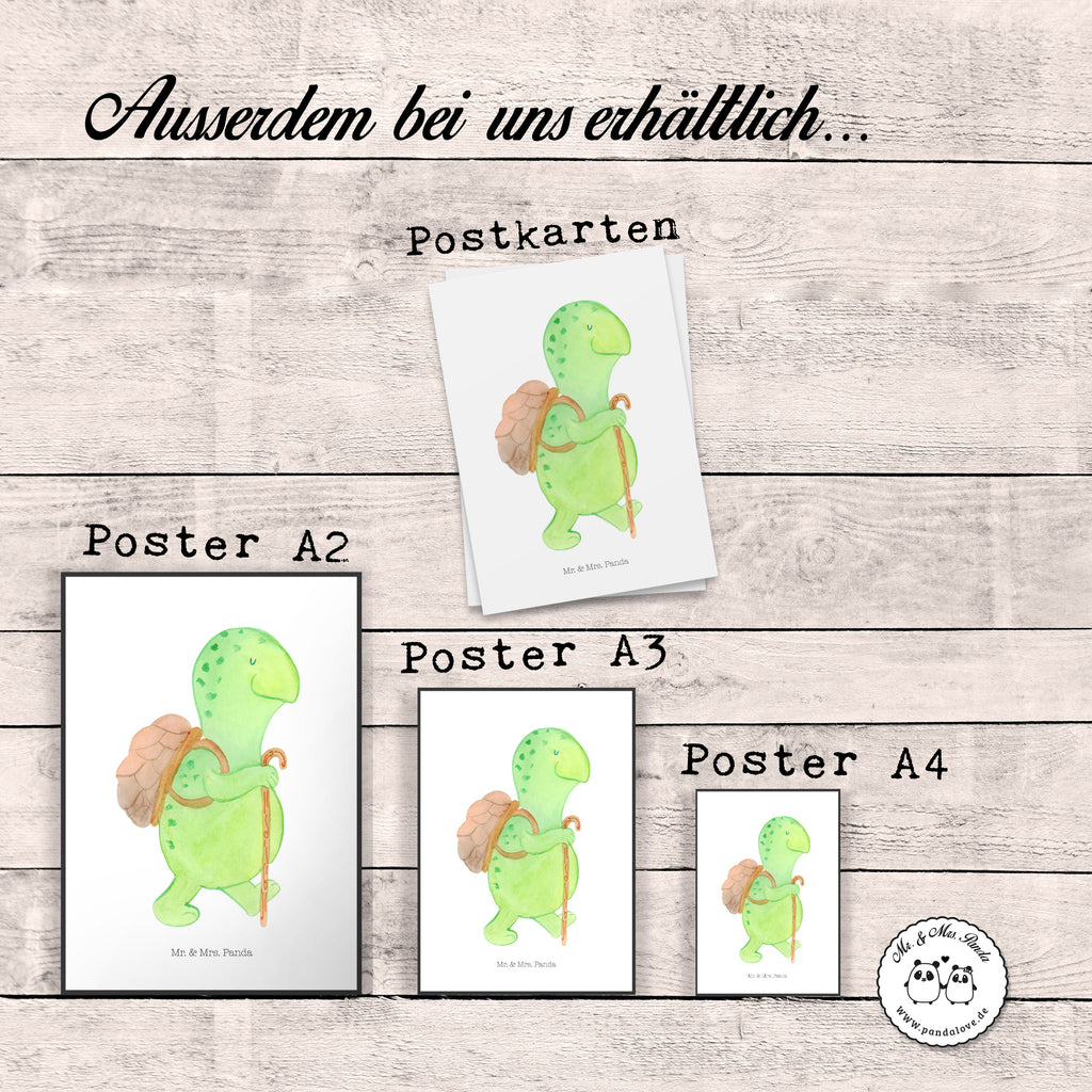 Poster Schildkröte Wanderer Poster, Wandposter, Bild, Wanddeko, Küchenposter, Kinderposter, Wanddeko Bild, Raumdekoration, Wanddekoration, Handgemaltes Poster, Mr. & Mrs. Panda Poster, Designposter, Kunstdruck, Posterdruck, Schildkröte, Schildkröten, Motivation, Motivationsspruch, Motivationssprüche, Neuanfang