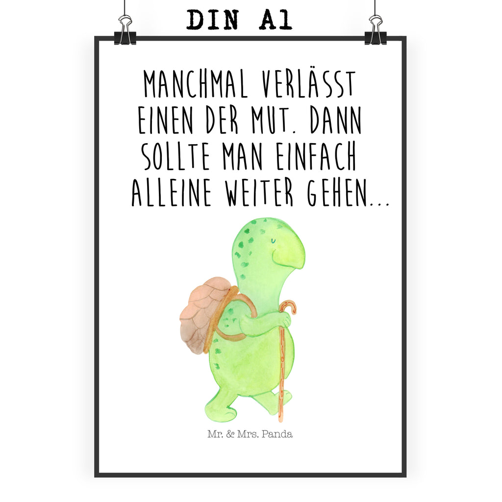 Poster Schildkröte Wanderer Poster, Wandposter, Bild, Wanddeko, Küchenposter, Kinderposter, Wanddeko Bild, Raumdekoration, Wanddekoration, Handgemaltes Poster, Mr. & Mrs. Panda Poster, Designposter, Kunstdruck, Posterdruck, Schildkröte, Schildkröten, Motivation, Motivationsspruch, Motivationssprüche, Neuanfang