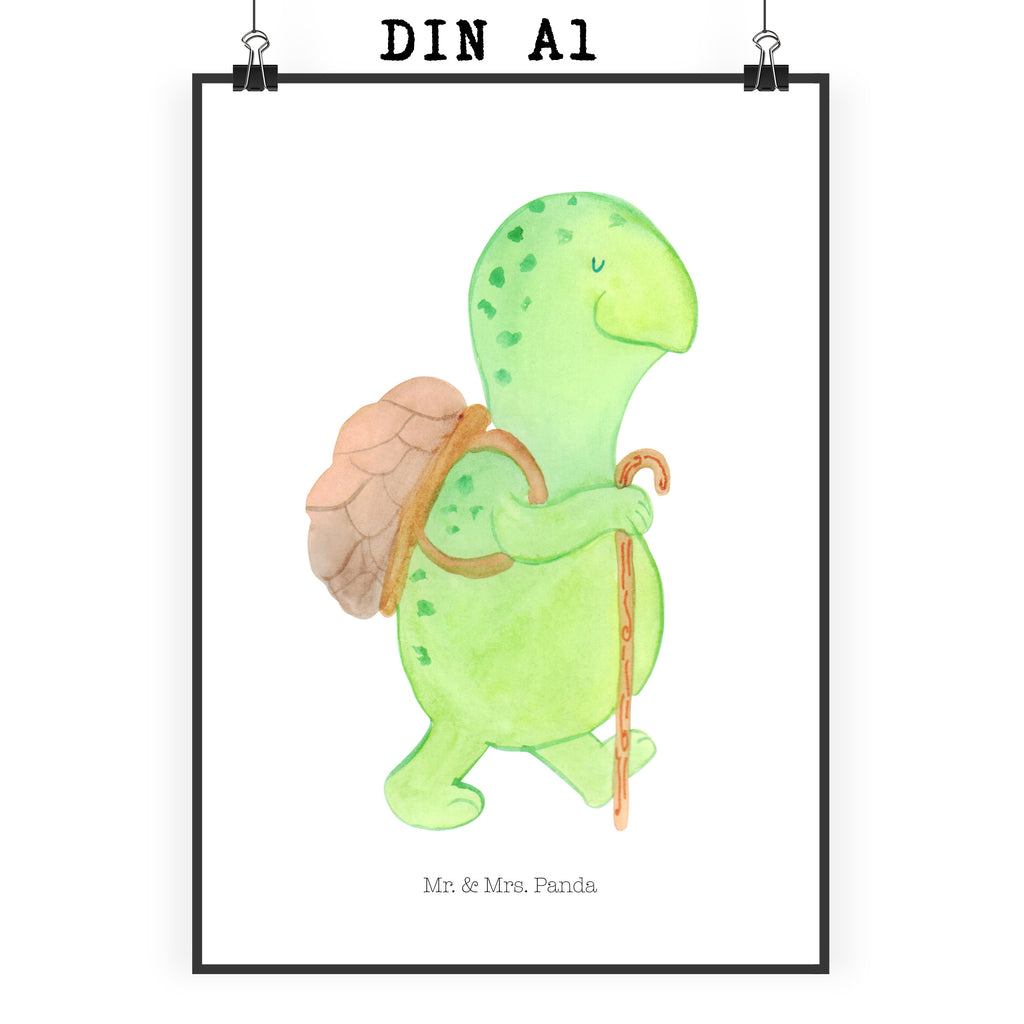 Poster Schildkröte Wanderer Poster, Wandposter, Bild, Wanddeko, Küchenposter, Kinderposter, Wanddeko Bild, Raumdekoration, Wanddekoration, Handgemaltes Poster, Mr. & Mrs. Panda Poster, Designposter, Kunstdruck, Posterdruck, Schildkröte, Schildkröten, Motivation, Motivationsspruch, Motivationssprüche, Neuanfang