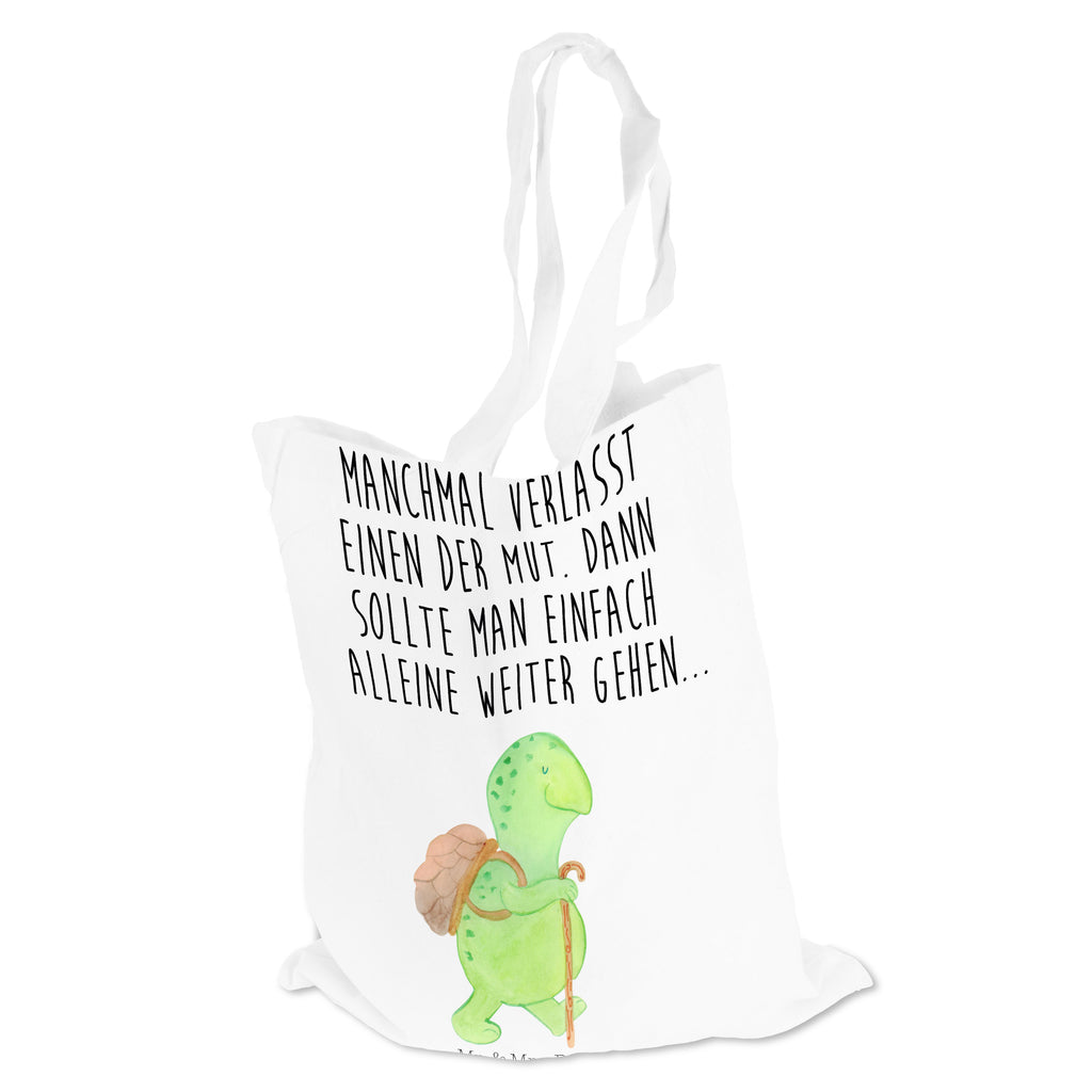Tragetasche Schildkröte Wanderer Beuteltasche, Beutel, Einkaufstasche, Jutebeutel, Stoffbeutel, Schildkröte, Schildkröten, Motivation, Motivationsspruch, Motivationssprüche, Neuanfang