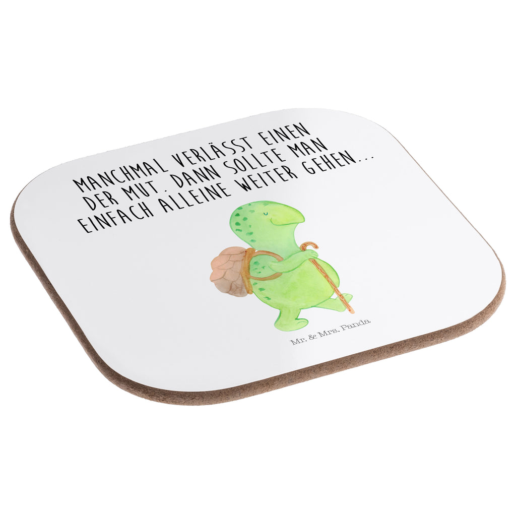 Quadratische Untersetzer Schildkröte Wanderer Bierdeckel, Glasuntersetzer, Untersetzer Gläser, Getränkeuntersetzer, Schildkröte, Schildkröten, Motivation, Motivationsspruch, Motivationssprüche, Neuanfang