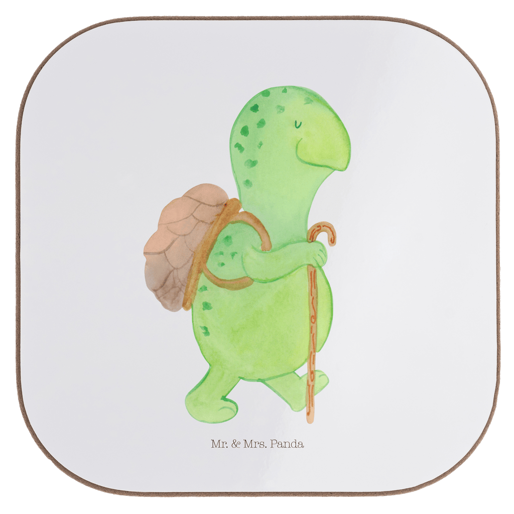 Quadratische Untersetzer Schildkröte Wanderer Bierdeckel, Glasuntersetzer, Untersetzer Gläser, Getränkeuntersetzer, Schildkröte, Schildkröten, Motivation, Motivationsspruch, Motivationssprüche, Neuanfang